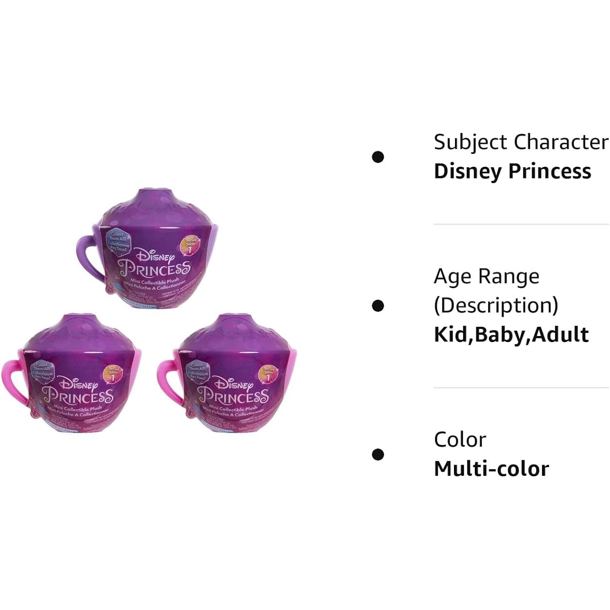 Disney Princess Mini Teacup Capsule Plush 3 Pack Collectible Mini Plush Styles May Vary