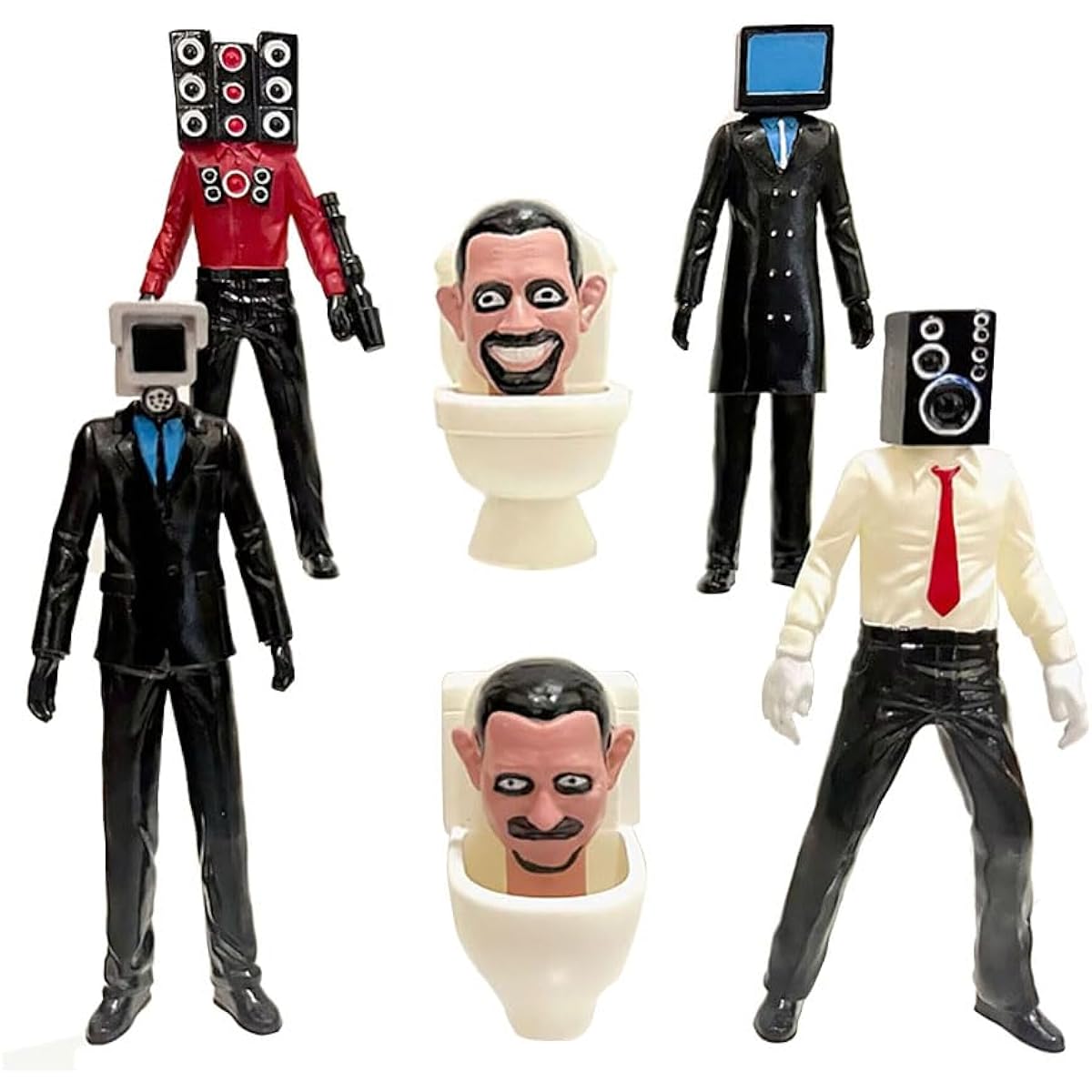 DEXSHUN Skibidi Toilet Figure Model - 6-9pcs Titan Speaker Man TV Man Figures Impersonation Set Toy Decoration,Collection PVC Action Figures Party Decoration,7-10cm