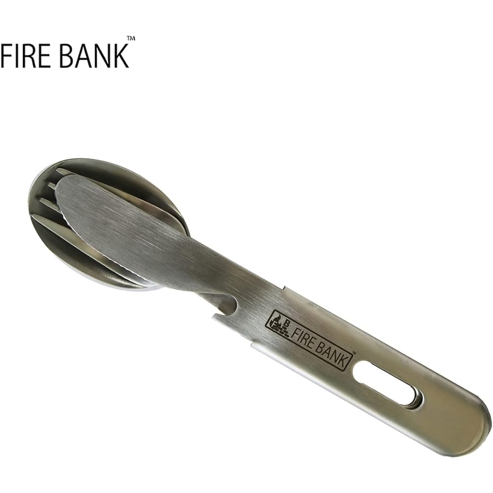 FIRE BANK Storage Cutlery Sphona (Spoon, Fork, Knife) [Case Color: Khaki] Made in Japan Tsubame-Sanjo