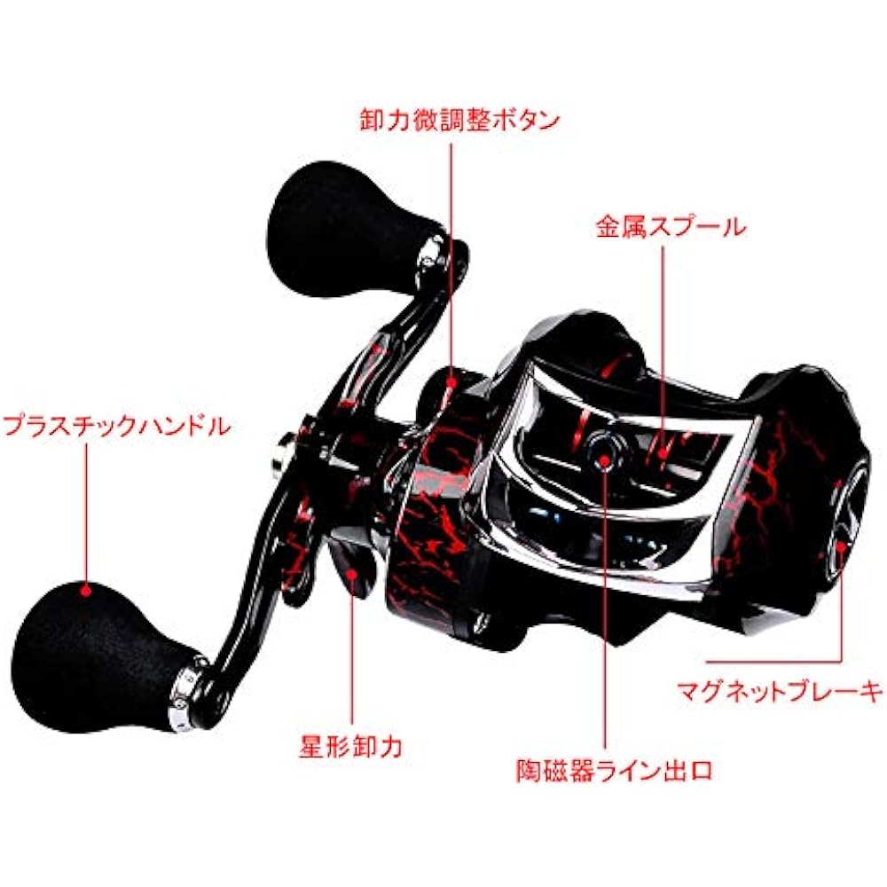 SPTFH Fishing Reel Bait Reel Casting Black Strong Magnetic Brake Maximum Drag Force 10kg Gear Ratio 7.1:1 Bait Reel for Sea Bass Lake River