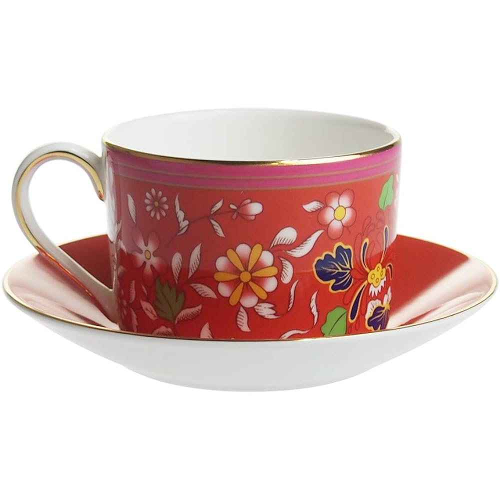 Wedgwood Wanderlust Crimson Jewel Tea Cup Saucer Pink [Parallel Import]