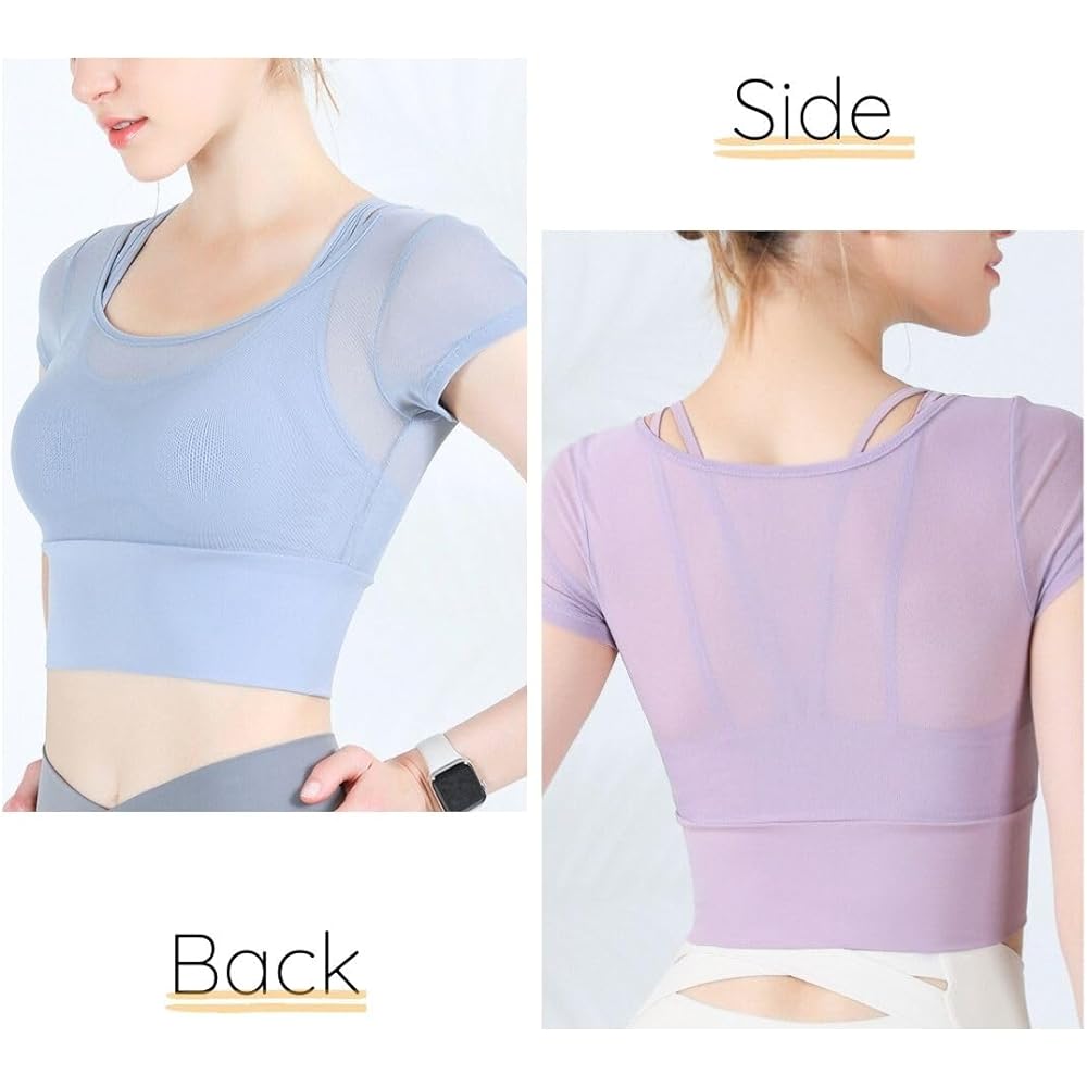 [VeroMan] Yoga Short Sleeve Top with Cup Mesh Sweat Absorbent Quick Drying Short Sleeve Gym Wear ppi-ssd027