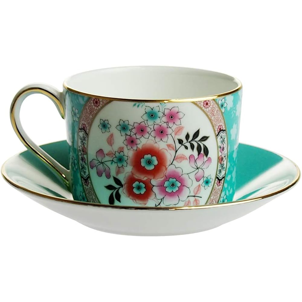 Wedgwood Wanderlust Camellia Tea Cup Saucer Blue [Parallel Import]