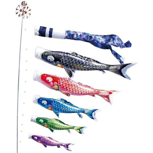 Tokunaga Koinobori for Gardens (Pole Sold Separately) Large Koi 8m 5 Koi Senjyu Senjyu Streamers Water Repellent Japanese Traditional Culture Koinobori