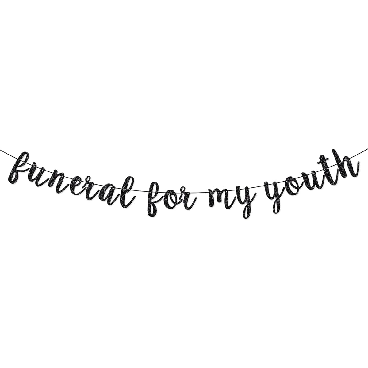 Funeral For My Youth Banner Death To My 20s Banner Funeral Birthday Banner 30th Birthday Decoration (Black Glitter)