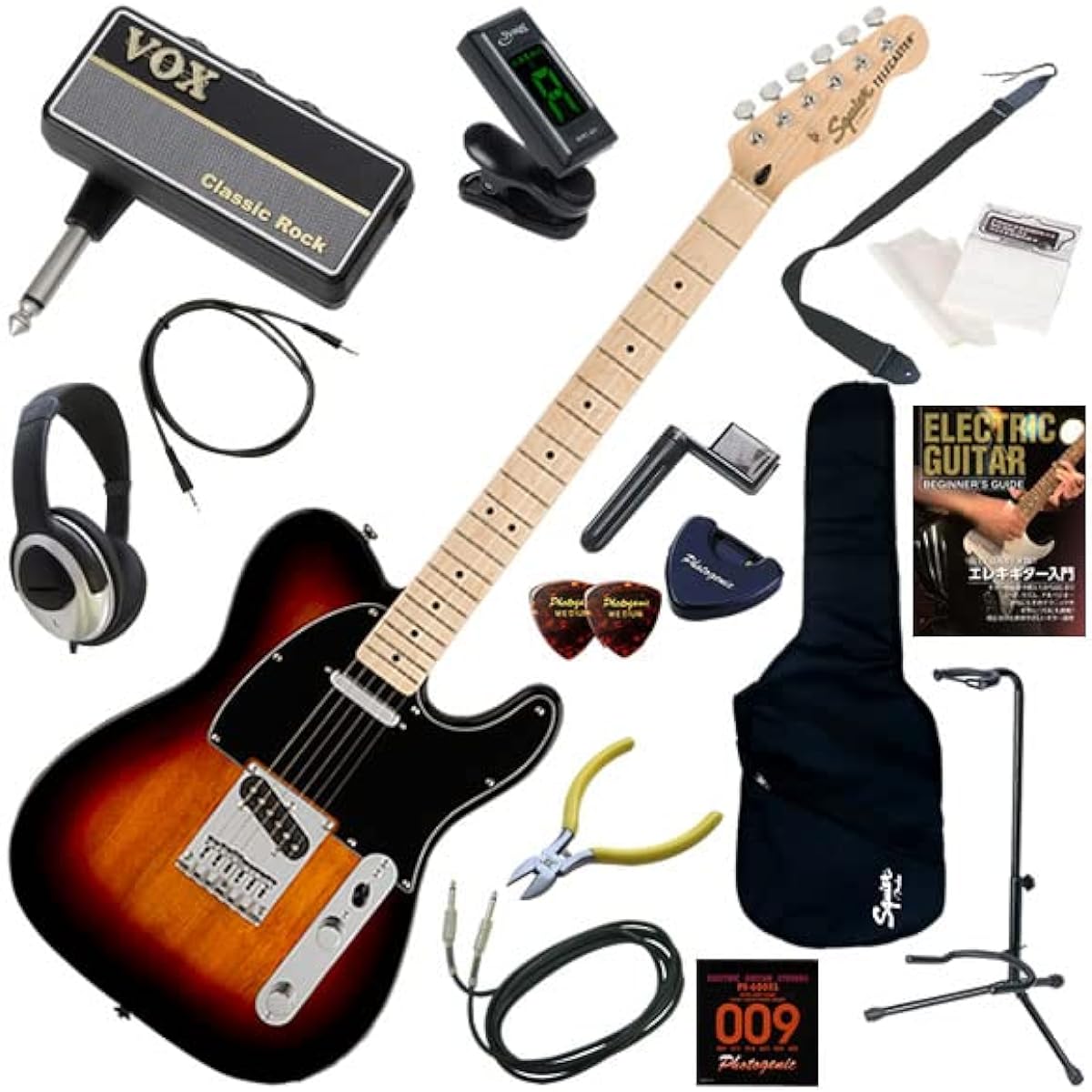 Squier Electric Guitar Beginner's Set 16-piece set including headphones, guitar and amPlug2 amplifier Affinity Telecaster/3CS (3-color sunburst)