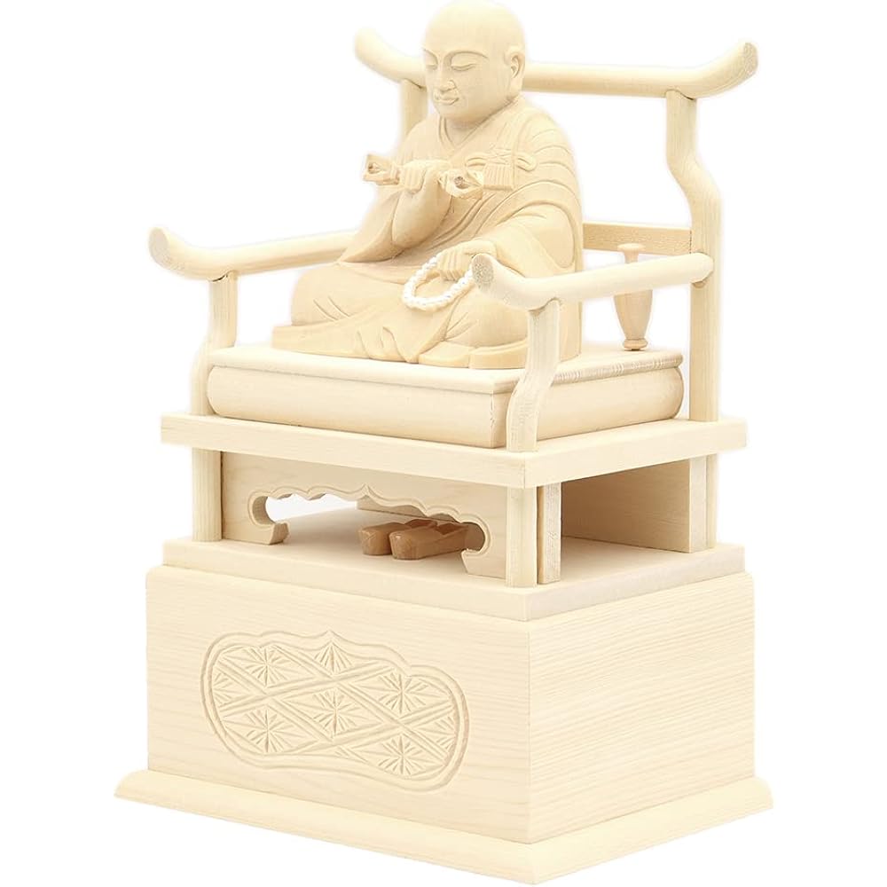 Kurita's special Buddha statue [High Priest] Kobo Daishi seated statue 2.5 dimensions (total height 20 cm, width 14 cm, stand depth 11 cm) Kyokuro stand High quality wood carving made of cypress wood 15262