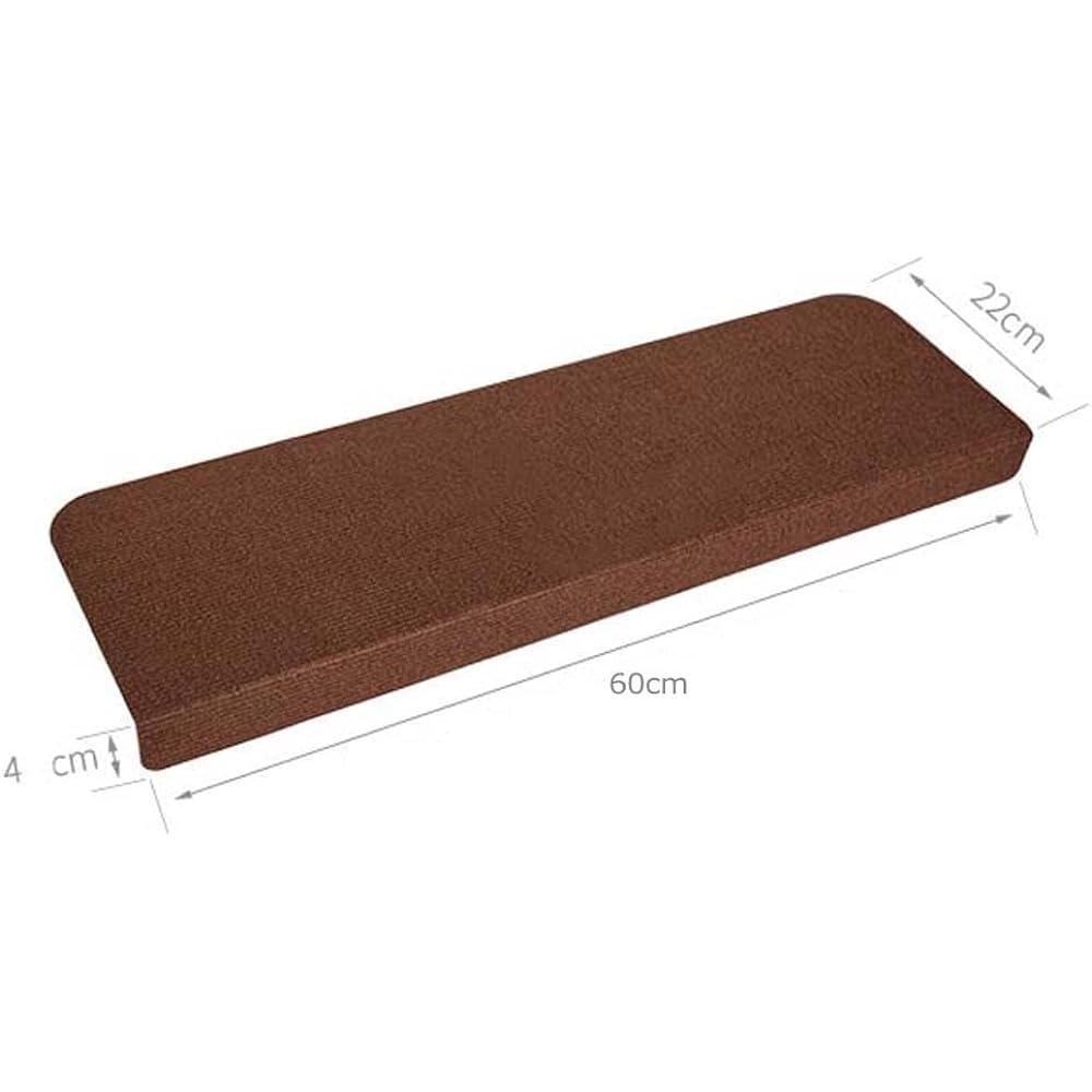 YMR Stair Mat, Anti-Slip Step Mat, Prevents Slip, Foldable, For Stairs, Soundproof, Indoor Mat, Stylish, Stairs 60 x 22 cm, 15 Pieces, Washable, Adsorption Type, Stair Cushion, Plain, Suitable for All Seasons (Brown)