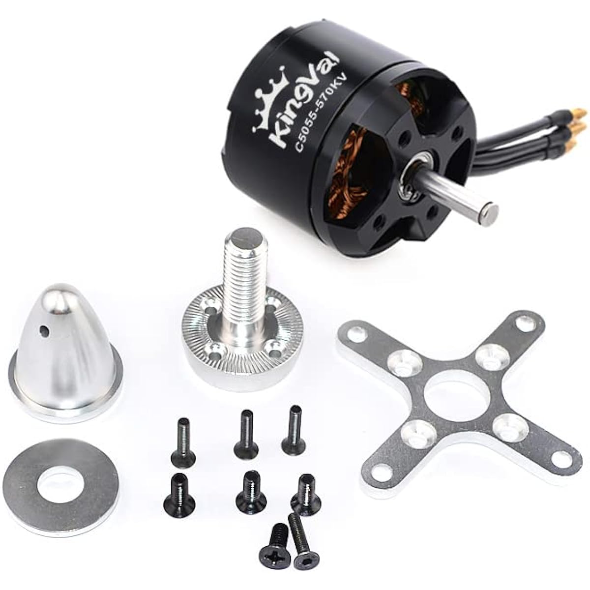 KingVal Replacement 5055 570KV Brushless Motor with Screw Kit Compatible with RC Fixed Wing Plane Glider Aircraft