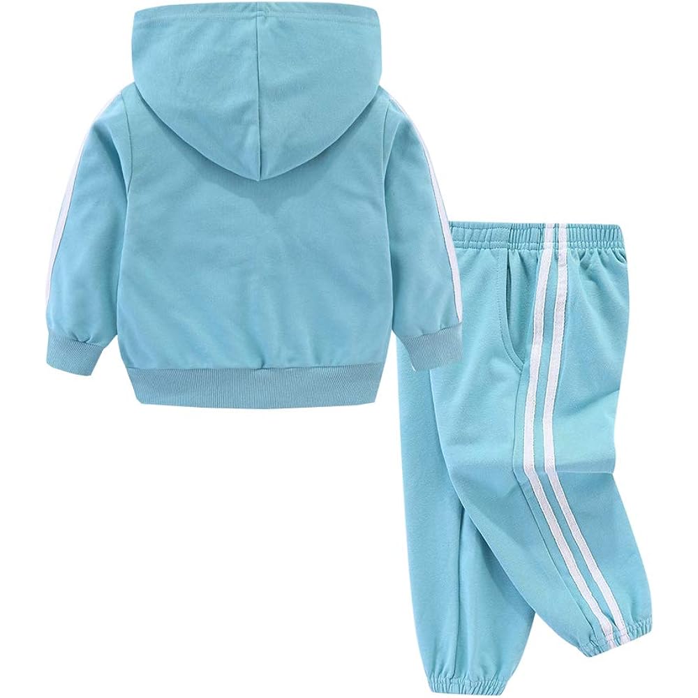 [LittleSpring] Kids Jersey Top and Bottom Junior Lined Hoodie Sweatpants Children's Clothes Boys Girls Training Wear Sports
