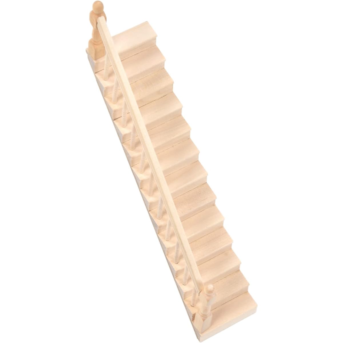 Dollhouse Stairs Glossy 12 Scale Stairs Dollhouse Stairs Rounded Corners Birch Wood DIY Vivd Cute 1/12 Scale Miniature Stairs for Crafts (Left Armrest)