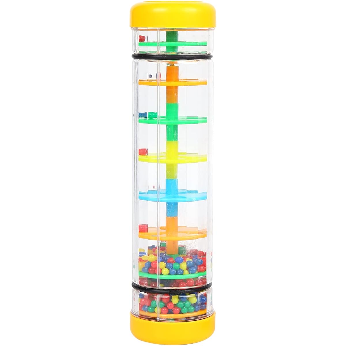 Rainmaker 8" Mini Rainstick for Babies Rattle Tube Rainstick Shaker Music Sensory Hearing Device Toy for Babies Kids Girls (8" Yellow)