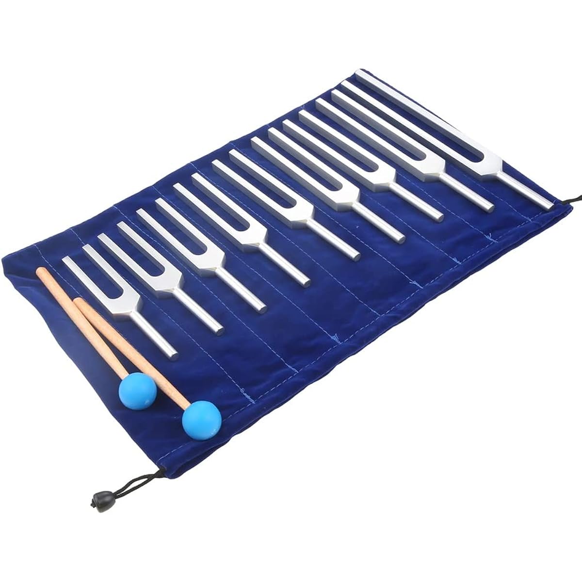 9 Piece Tuning Forks Chakra Set, Accurate Pitch and Frequency, with Silicone Hammer Cleaning Cloth and Bag, for Meditation, Sound Healing Therapy Yoga