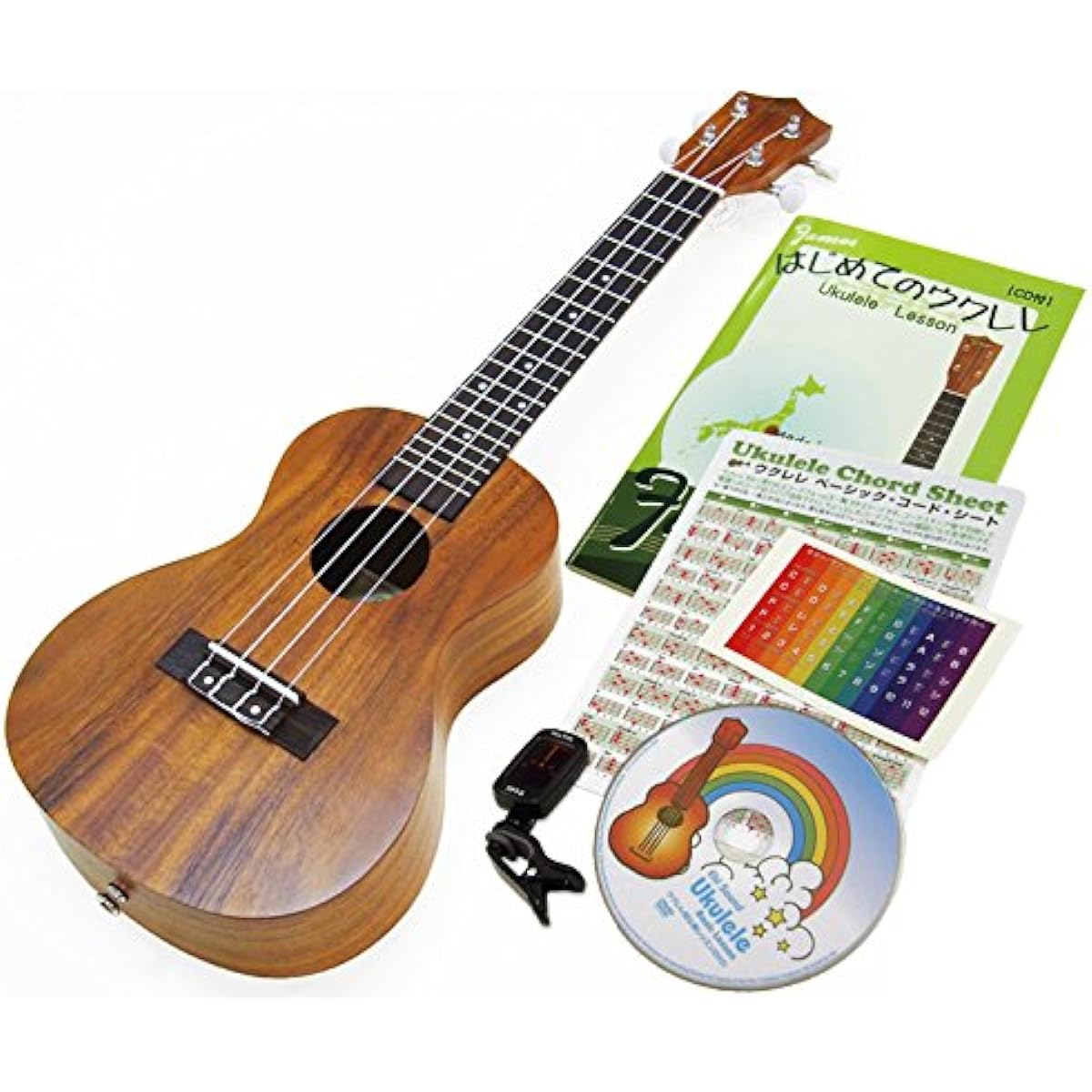 Ukulele ACU-1K Concert Size Acacia Ukulele Beginner Set SJB Instruction Book Clip Tuner Instruction DVD Included Aria Ukulele(u)