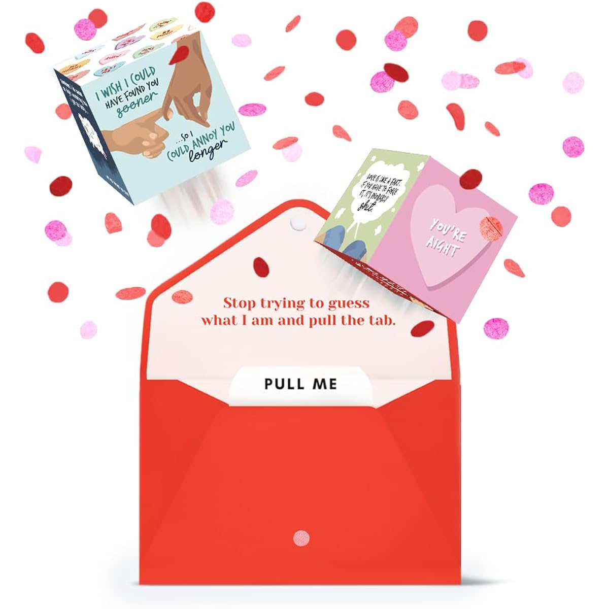 Valentine's Day 3D Pop-up Greeting Card - Dual Image Cube Original Surprise & Confetti Explosion - Prank Gift Card (Funny)