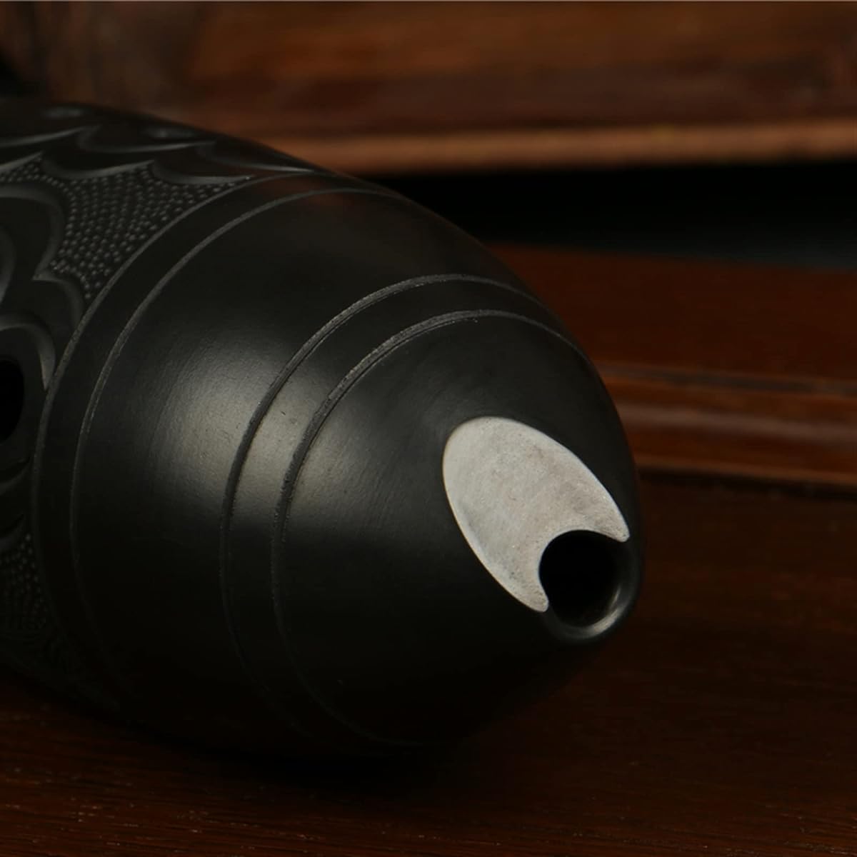 Professional 10 Hole Double Cavity Pen Holder Tao Yu Beginner Playing Tao Xun Wind Instrument Ocarina Musical Instrument (Black, Transparent)