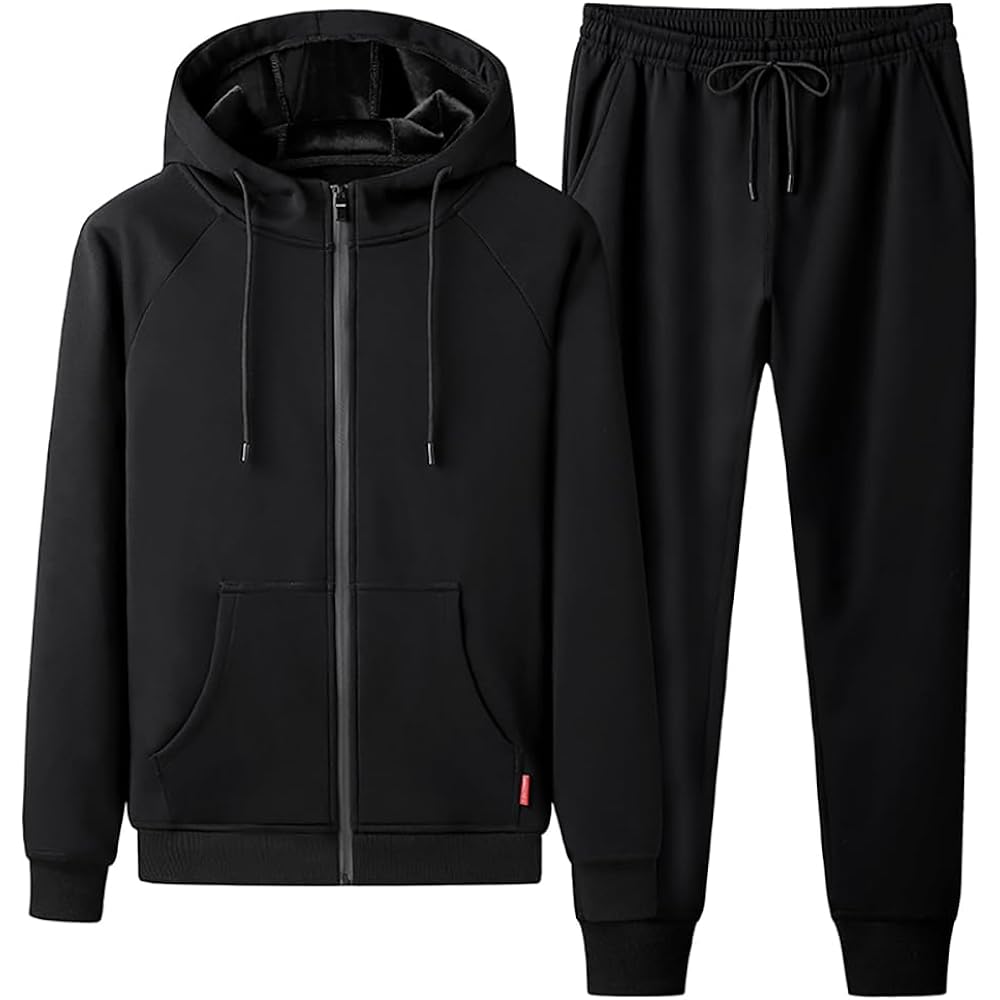 [Majisohiroka] Men's Jersey Top and Bottom Set, Plain Sweatshirt, Long Sleeve, Hoodie, Pants, Setup, Zip Up, Hooded, Sportswear, Sweat Absorbent, Quick Drying