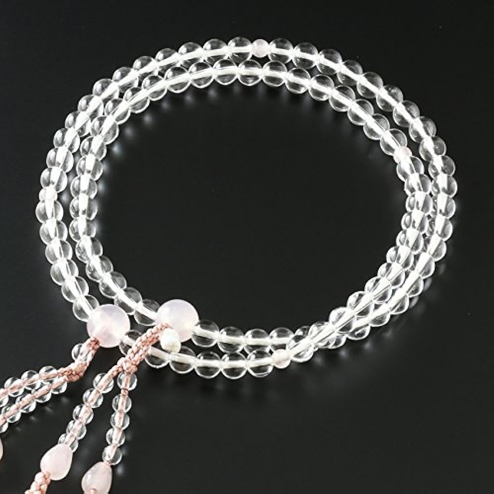 Kyoto Butsudan Hayashi Prayer Beads for Eight Sects (For Eight Sects) Genuine Crystal with Rose Quartz (For Women) Official Ceremony [Bead Bag Set] SW-082 Kyoto Prayer Beads