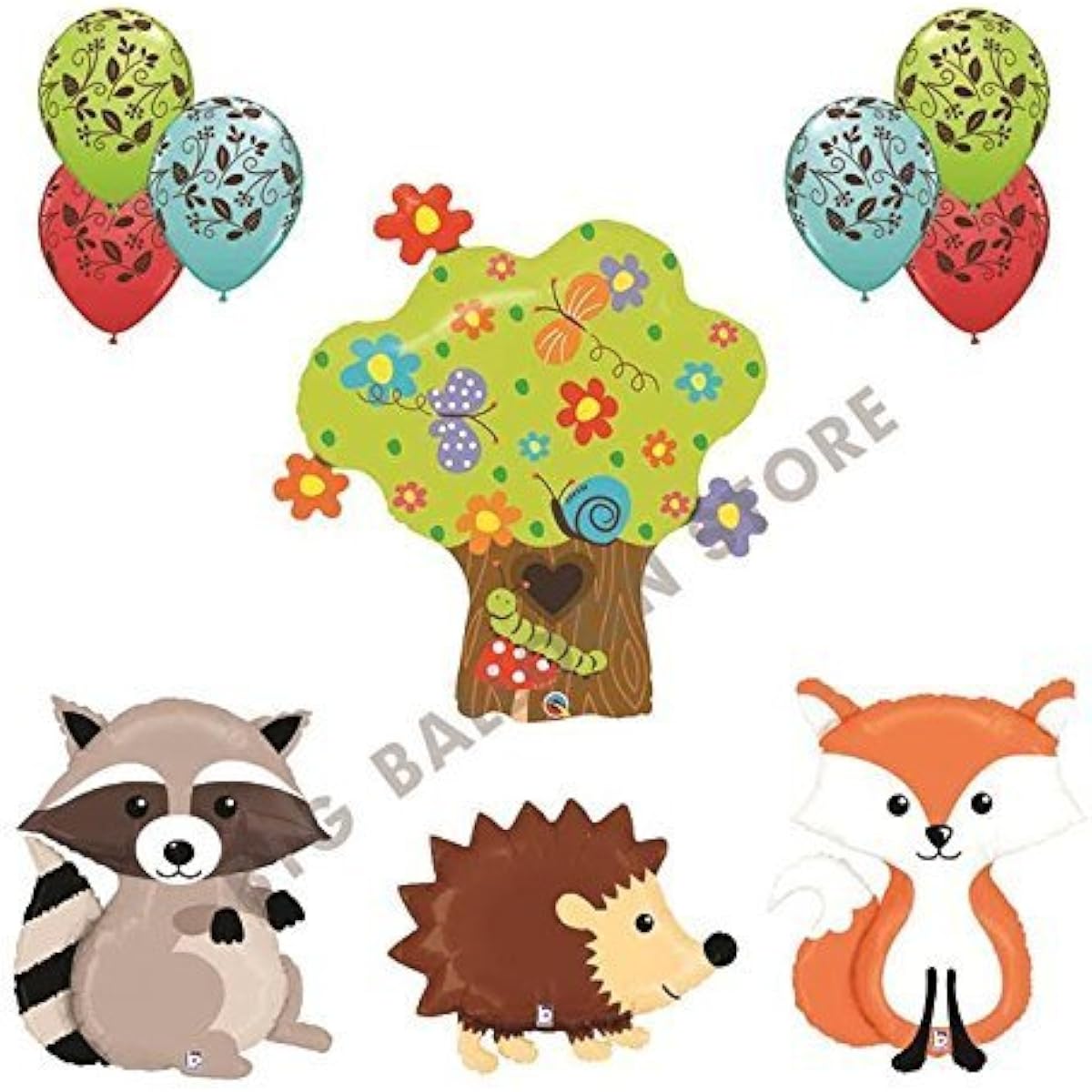 THE ULTIMATE 10pc Woodland Creatures Baby Shower / Birthday Balloon Decoration by Qualatex