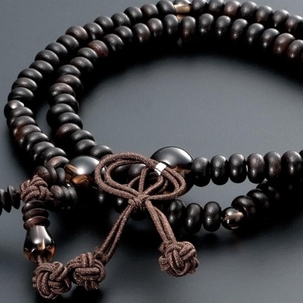 Buddhist Altar Shop Takita Shoten Specially Selected Bracelet Prayer Beads 108 Beads for Jodo Shinshu Sect, Striped Ebony (Matte), Brown Crystal Tailor ◆ Genuine (Official) Mala Bead Bracelet, Brace Prayer Beads, Bracelet Prayer Beads, Power Stones, Two