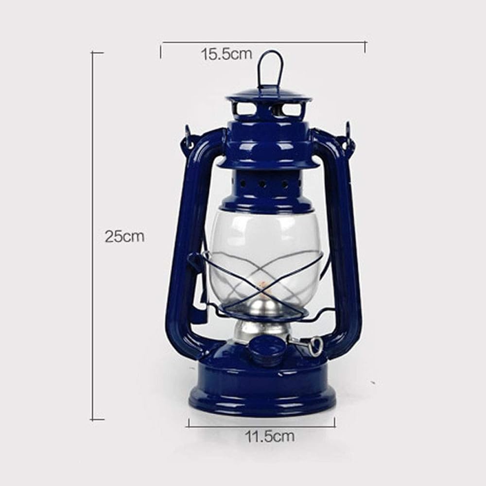 Oil Lantern Hurricane Lantern Outdoor Camping Solo Can Kerosene Lamp Antique LOD-02 (Light Blue)