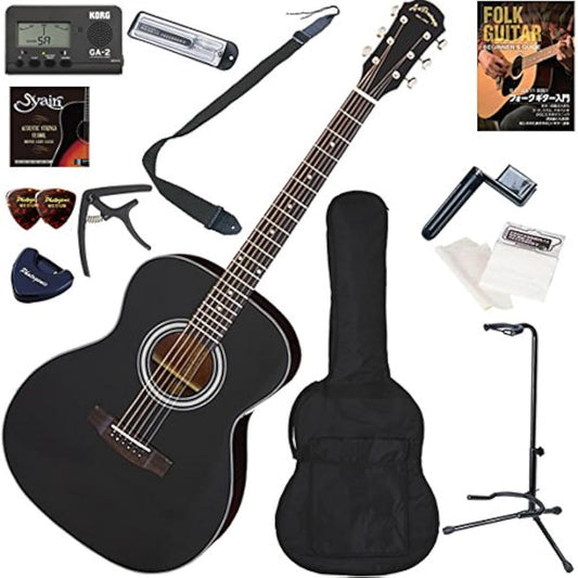 ARIA Acoustic Guitar Beginner's Set, Easy 13-Piece Set, AF-201/BK (Black)