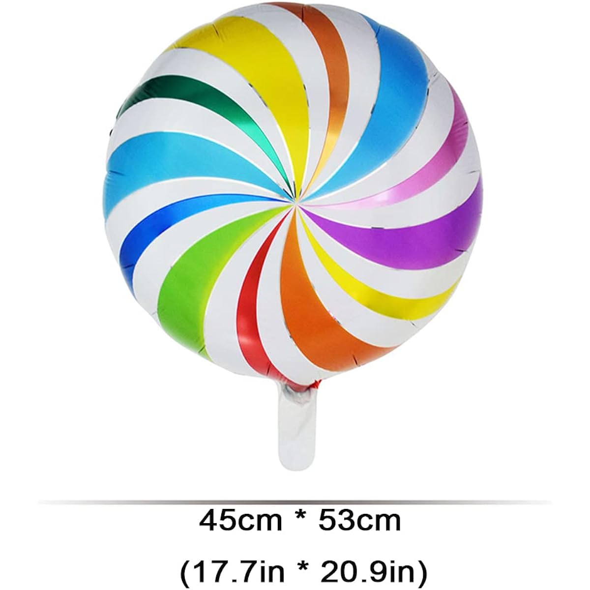 BoningNEW Rainbow Lollipop Shaped Aluminum Film Balloons, Swirl Mylar Foil Balloons for Birthday Party Wedding Baby Shower Party Anniversary Party Round Sweet Candy Balloons Decoration Supplies, Set of 4