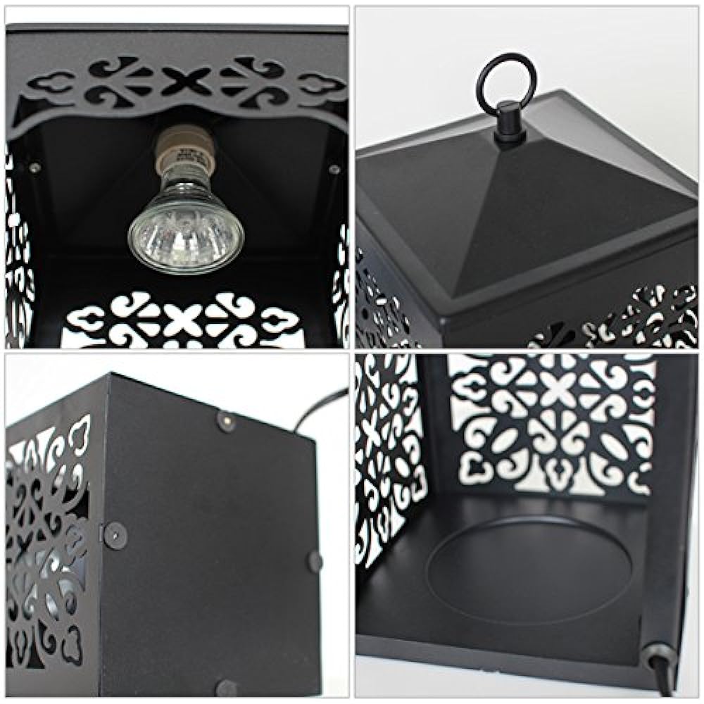 Kameyama Candle House Scroll Pattern Candle Warmer Lantern Lamp Black