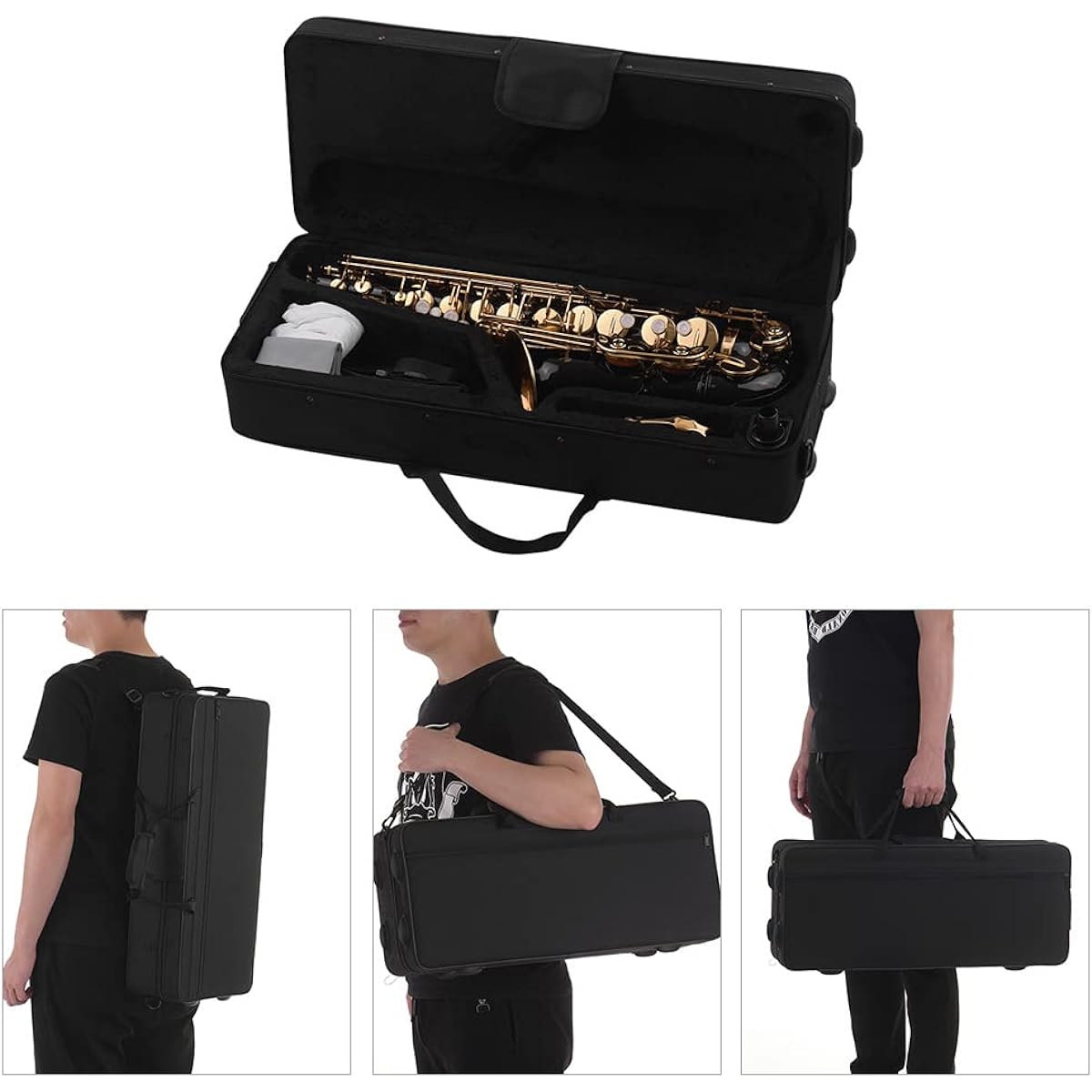 SHUBIAO Eb Alto Saxophone Brass Lacquer Gold 82Z Key Type Woodwind Instrument Padded Carry with Case Cleaning Cloth Brush Saxophone Strap Reed