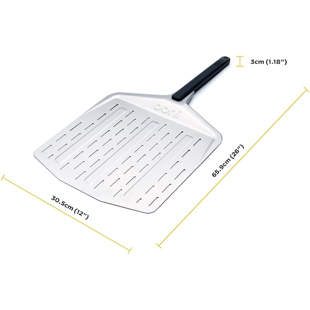 Ooni 12-Inch Perforated Pizza Peel – Long Handle Perforated Aluminum Pizza Paddle – Lightweight Pizza Turning Peel – Ooni Outdoor Pizza Oven Accessories