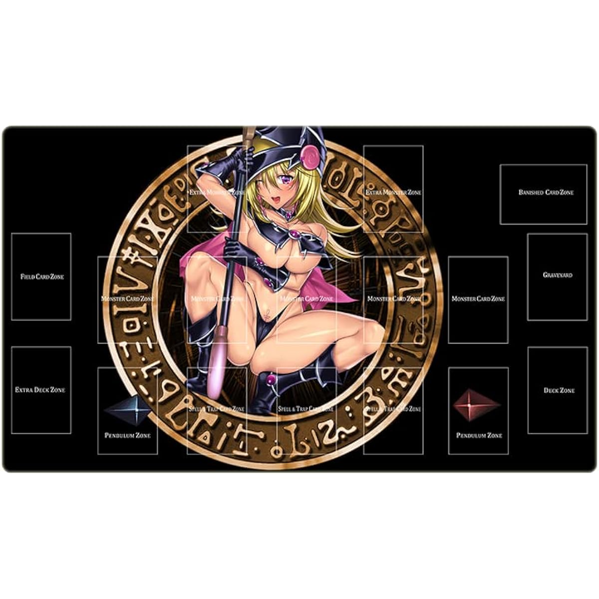 Mlikemat Playmat Magi Magi Magician Gal TCG CCG Trading Card Game Mat with Zone + Free Bag (ZD039-436-A-With Zone)