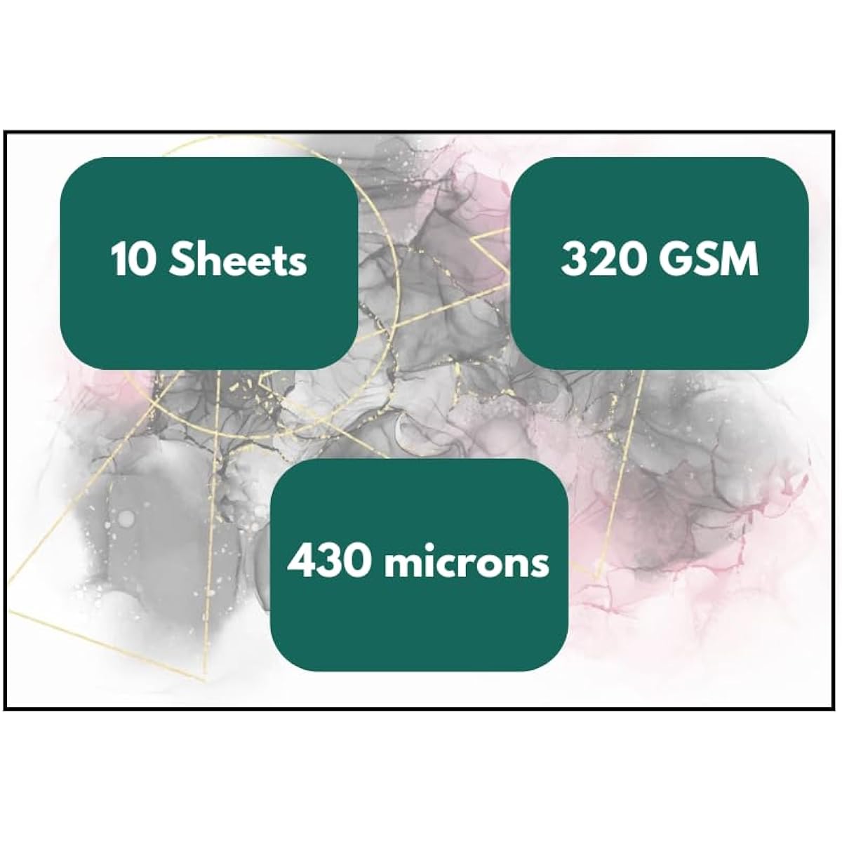 NARA Alcohol Ink Paper | Alcohol Ink Art Painting Paper | 12" x 9" (12" x 9") | 430 Micron/ 320GSM | Heavy Paper | 10 Sheets | 100% Stain Free
