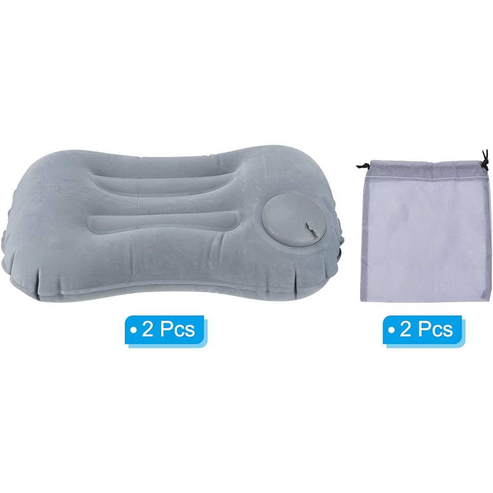 PATIKIL Camping Pillow 2 Pack Portable Camping Beach Pillow Ultralight Inflatable Travel Airplane Pillow Neck Lumbar Support for Hiking Backpacking Gray