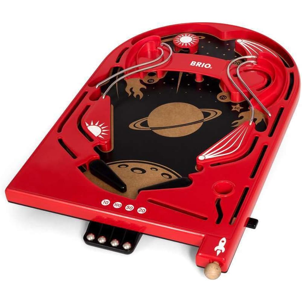 BRIO Pinball Game Red [4 Pieces] Ages 6 and up (Wooden Toy, Educational Toy, Board Game) 34017