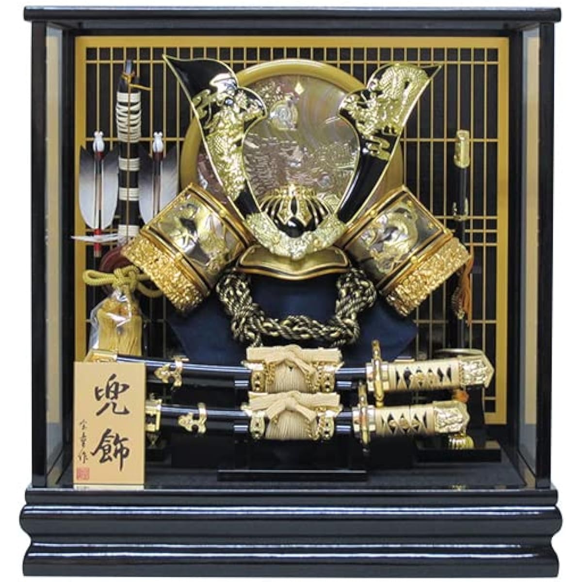 Boy's Day doll, helmet decoration, case included, width 44 x depth 31 x height 46cm, No. 12 gold medium hoe helmet, case decoration YN0831GKC, blowback engraving, Boy's Day doll case, Boy's Day