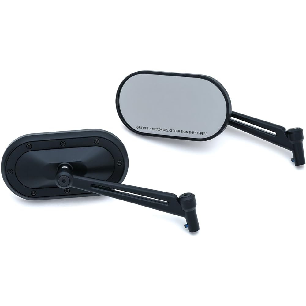Kuryakyn 1737 Motorcycle Handlebar Accessories: Heavy Industrial Rear View Side Mirrors, Satin Black, 1 Pair