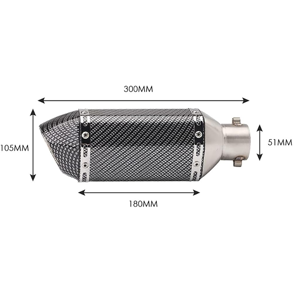 Slip-on Muffler Bike Silencer General Purpose Length 300mm 50.8mm Stainless Steel Bike Muffler Silencer Motorcycle Baffle Exhaust Pipe Exhaust Pipe (A)