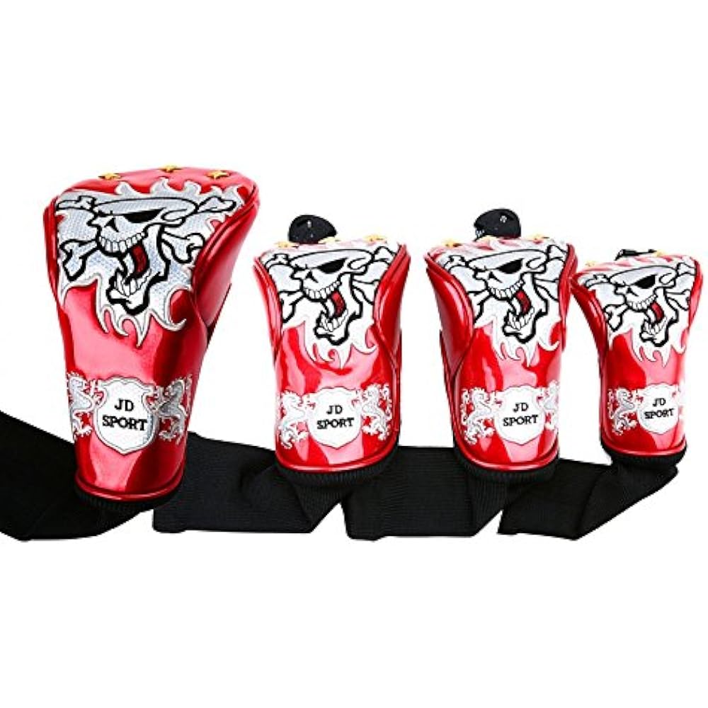 Head cover high quality PU leather driver/wood/utility for UT FW 4-piece set Skull pattern waterproof specification conversion tag included Select Plaza