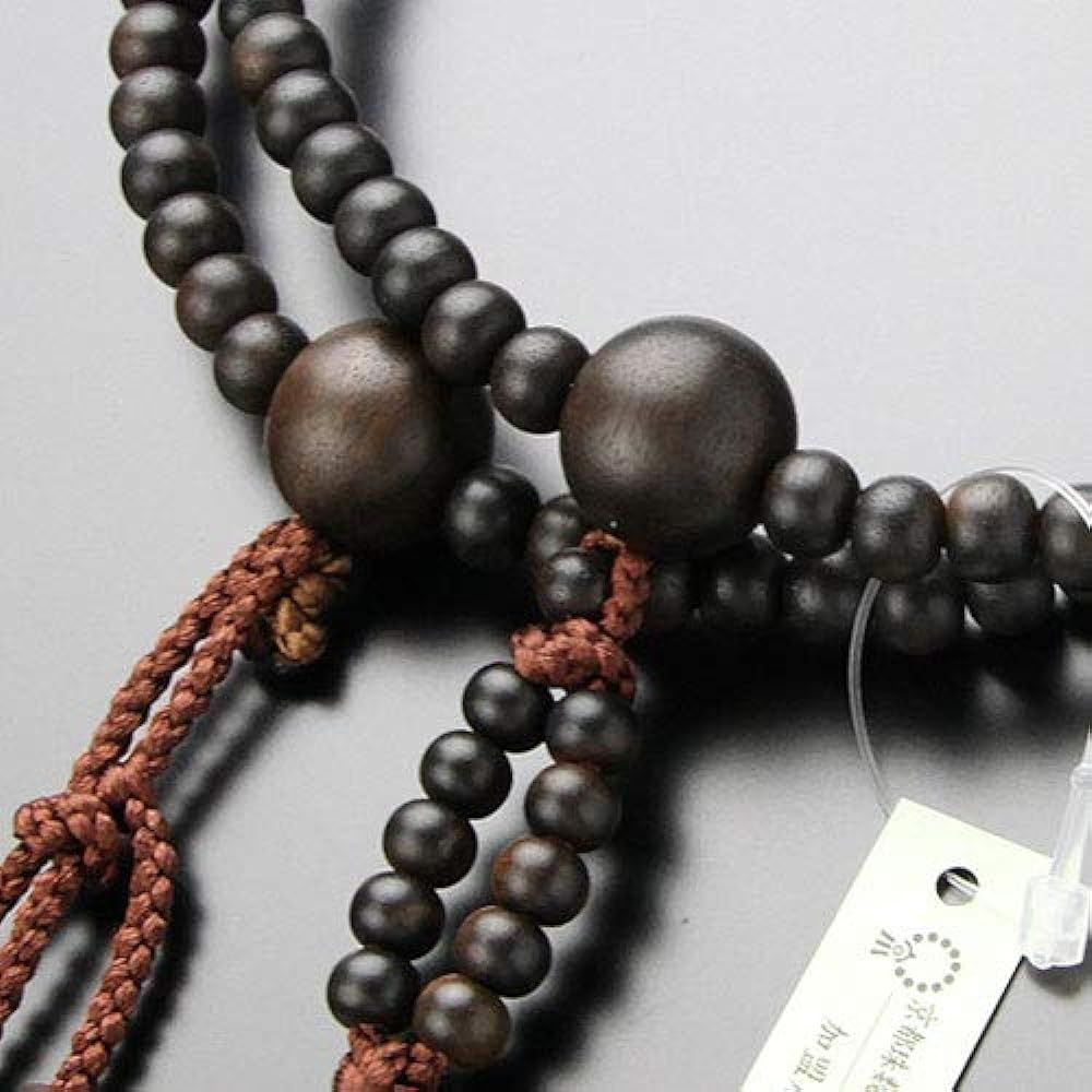 Nenju.com Nichiren Buddhist prayer beads, unisex, size, striped ebony (matte), Sanskrit tenbo [Kyoto prayer beads, 108 beads, Kyoto Lotus, natural wood, for men, women, memorial services, funerals, 2 wheels, 2 rows, 2000300400232] [Prayer bag gift! ]