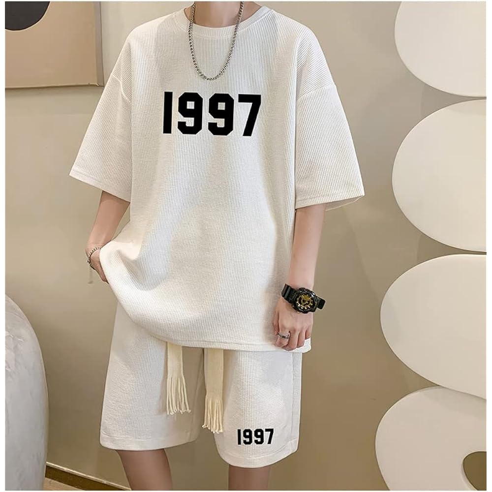 [ANGELCITY] Summer Setup Men's Sweatshirt Jersey T-Shirt Half Pants Shorts Top and Bottom Set Short Sleeve Short Pants 2 Piece Set Room Wear Loungewear Training Wear Large Size L897
