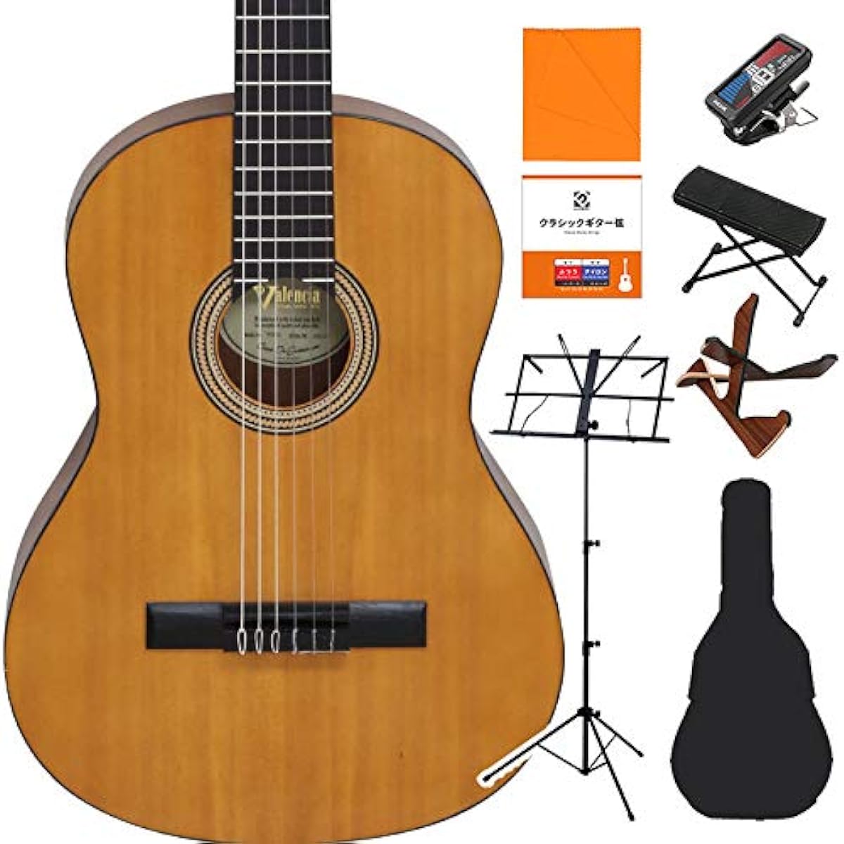 Valencia VC264 Classical Guitar Beginner 8-Piece Set Classical Guitar 4/4 Size Valencia