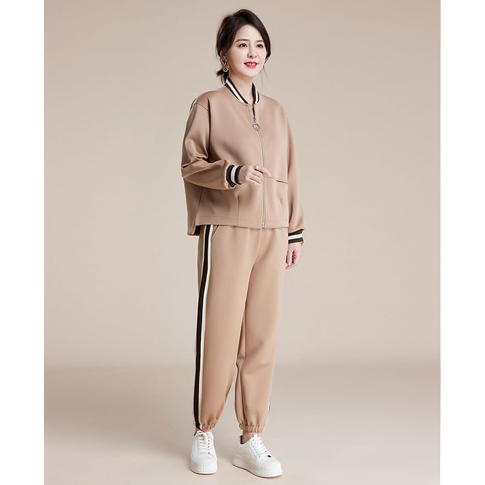 [Froyland] Women's Sweatshirt, Top and Bottom Set, Jersey Setup, Sweatshirt, Sportswear, Roomwear, Senior, Activewear, Casual, Loose, Large Size