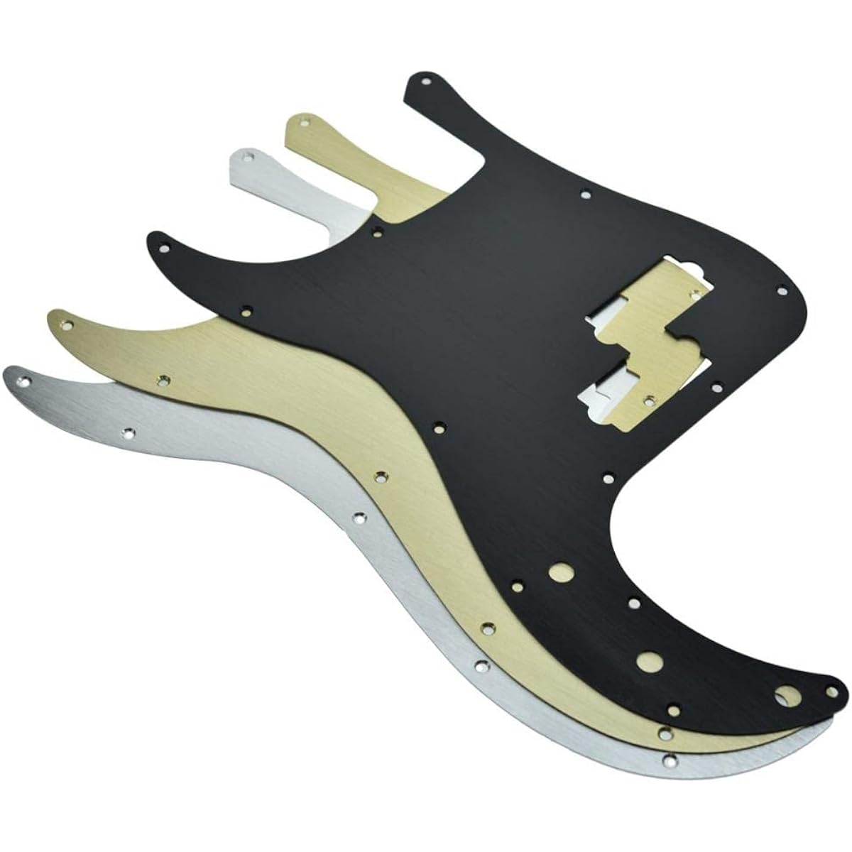 KAISH 13 Hole Metal Aluminum Anodized Left Handed P Bass Style Pickguard American Modern Style Standard Bass Pickguard Precision P Bass Silver