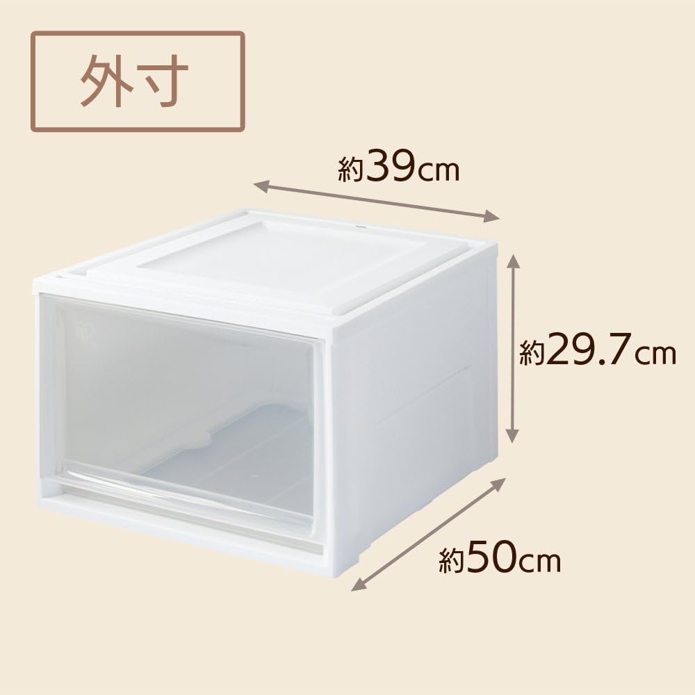 Iris Ohyama Chest Storage Case Clothes Set of 3 Clothes Case Width 39 x Depth 50 x Height 29.7cm Walk-in Closet PVC White/Clear BC-LD 2) LD Size (Deep)