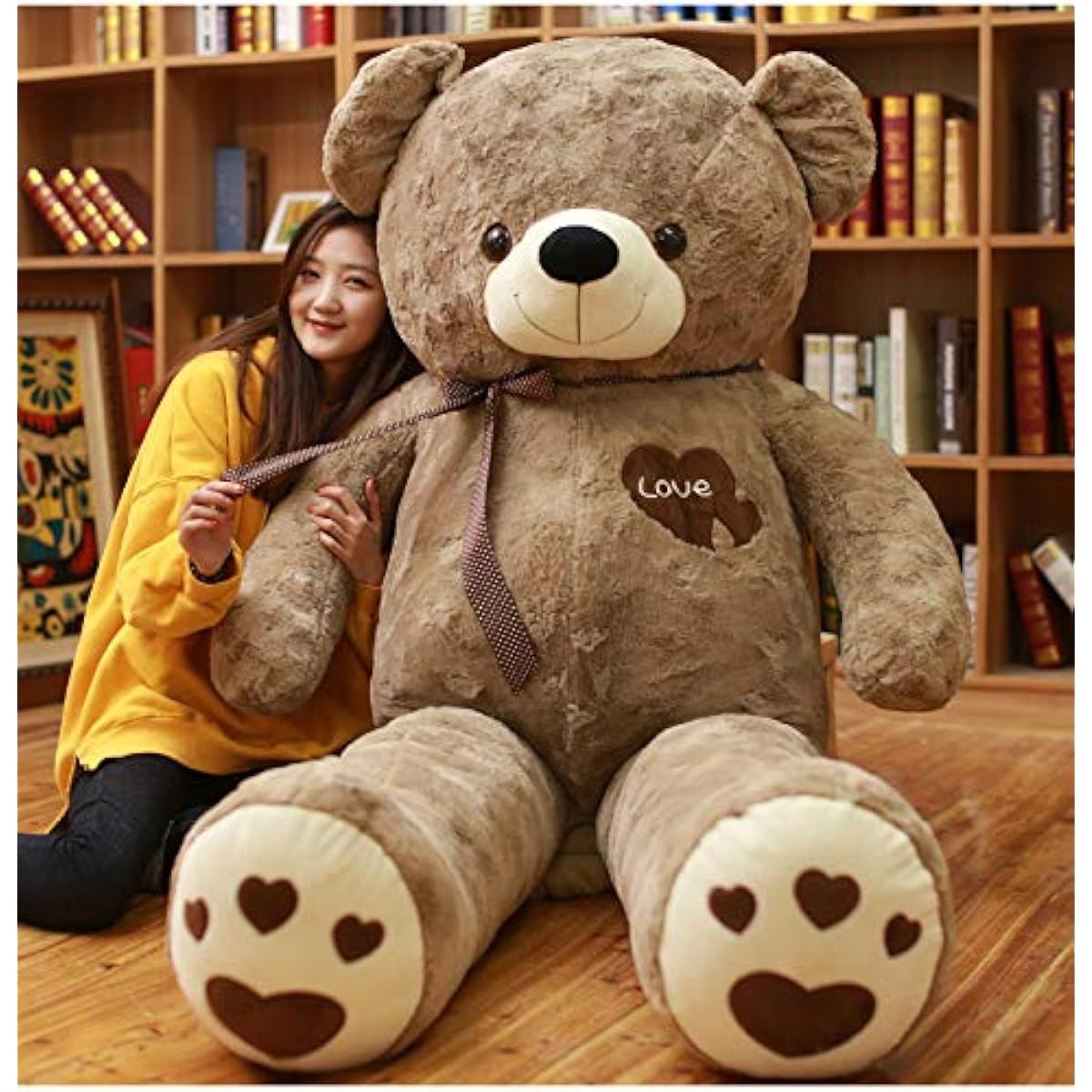 HYAKURI Plush Toy, Extra Large Bear/Teddy Bear, Cute Bear, Animal, Large/Giant Bear Plush Toy/Bear Stuffed Wrap/Bear Pillow/Celebration/Fluffy Plush Toy (1#Dark Brown, 170cm)
