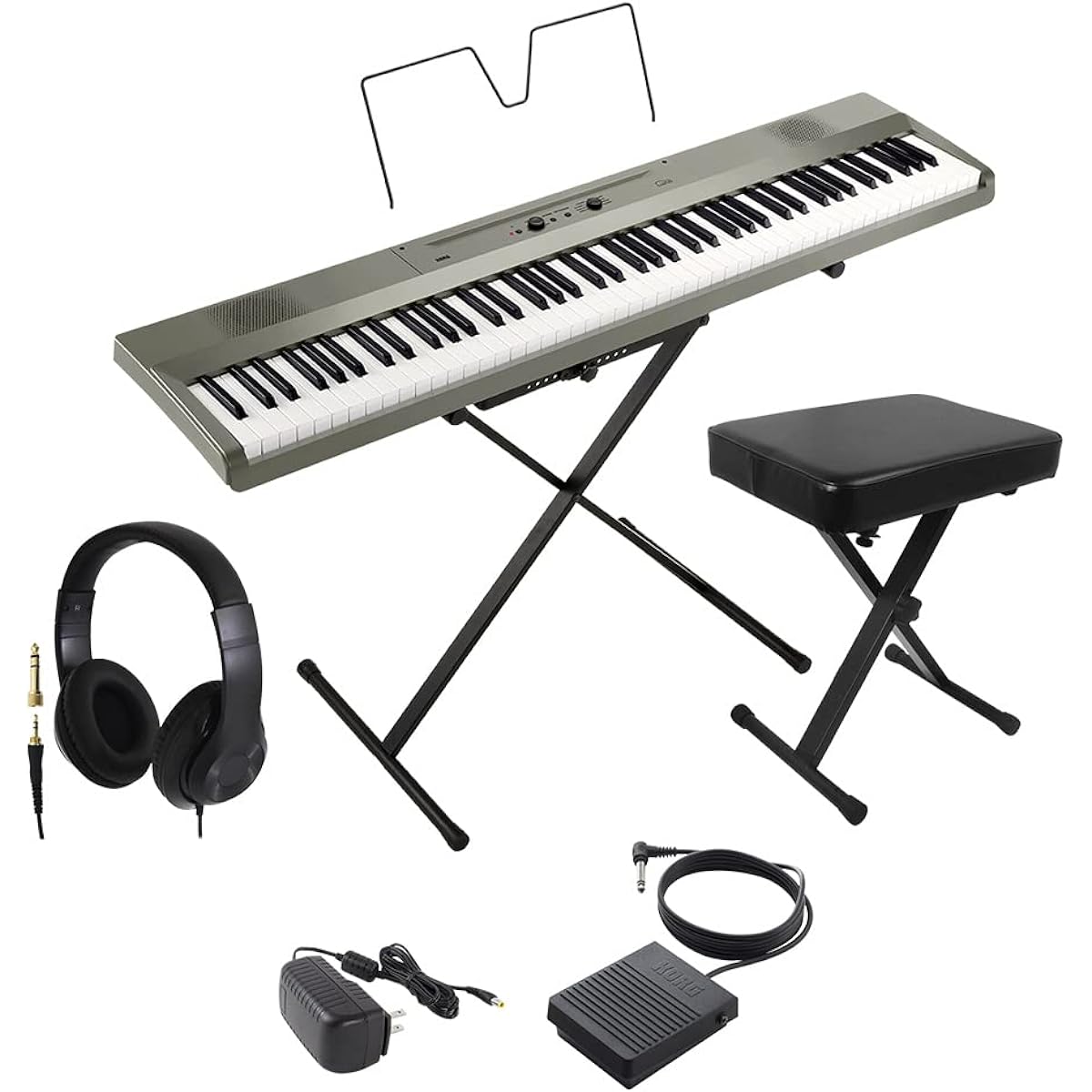 KORG L1SP MS Metallic Silver Keyboard Electronic Piano 88 Keys L1SP Headphones and X-Chair Set KORG