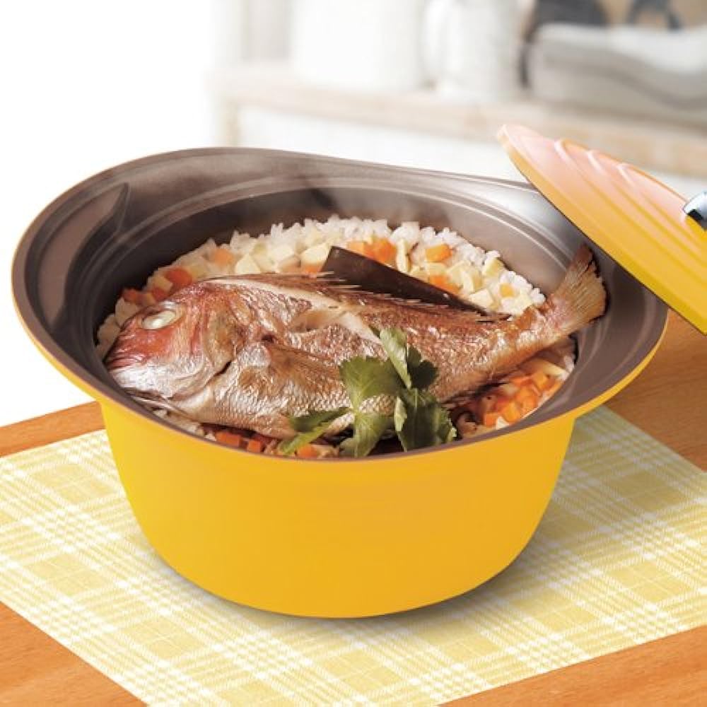 Iris Ohyama Two-handed pot, water-free pot, 20cm, deep, yellow MKS-P20