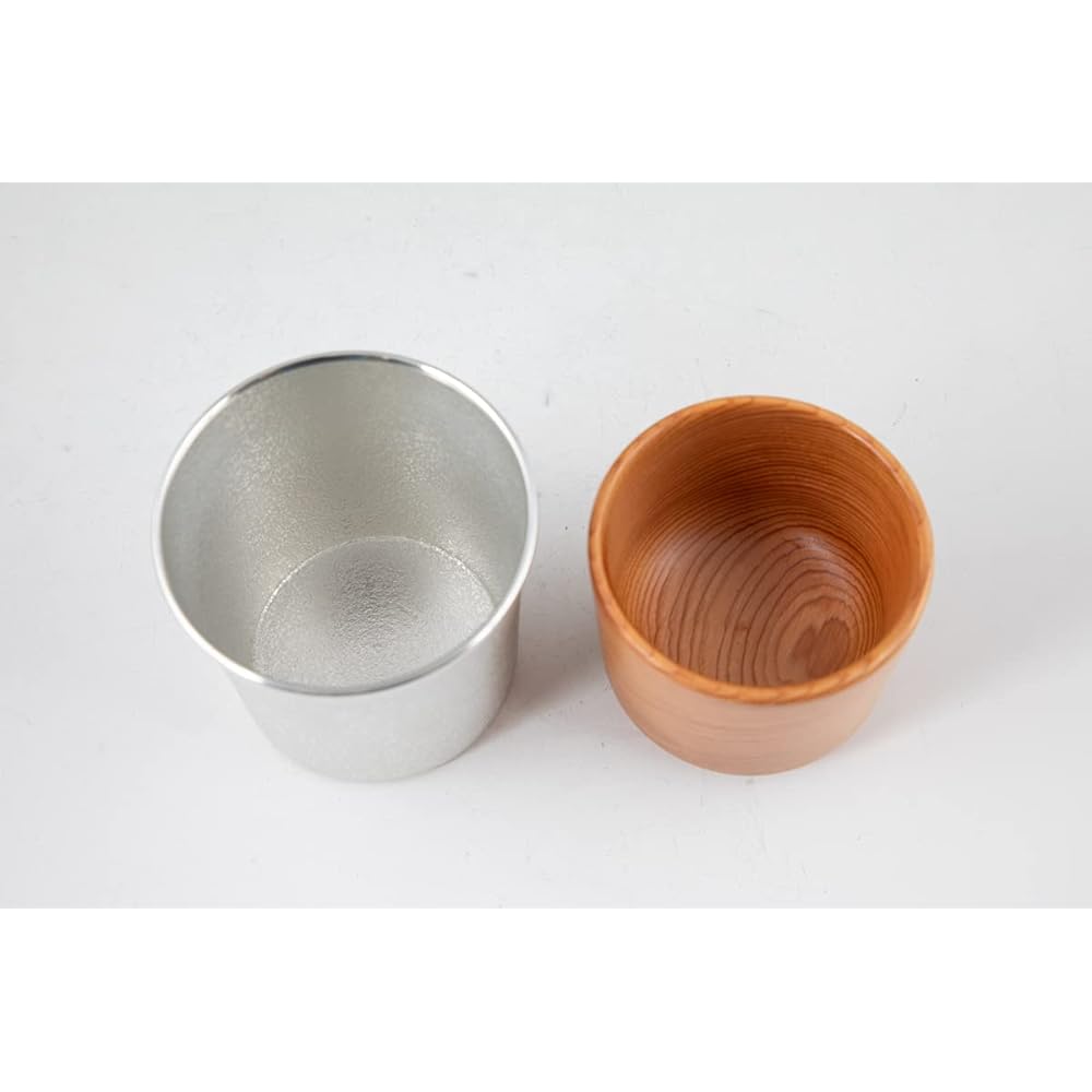 Iwakiri Bikodo Tumbler Set of 2 Satsuma Tin Tumbler on the Rock 260ml x Yakusugi Tumbler 150ml Modern Master Craftsman x World Heritage Set No.86A-1.893-1