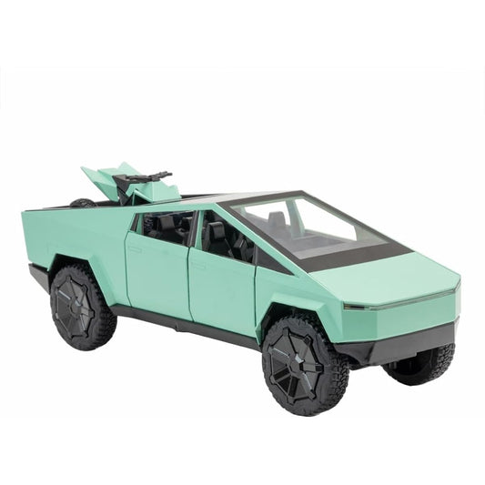 Toy Trucks Cybertruck Pickup Motorcycle Green Alloy 1/24 Diecast Vehicle Model with Sound and Light