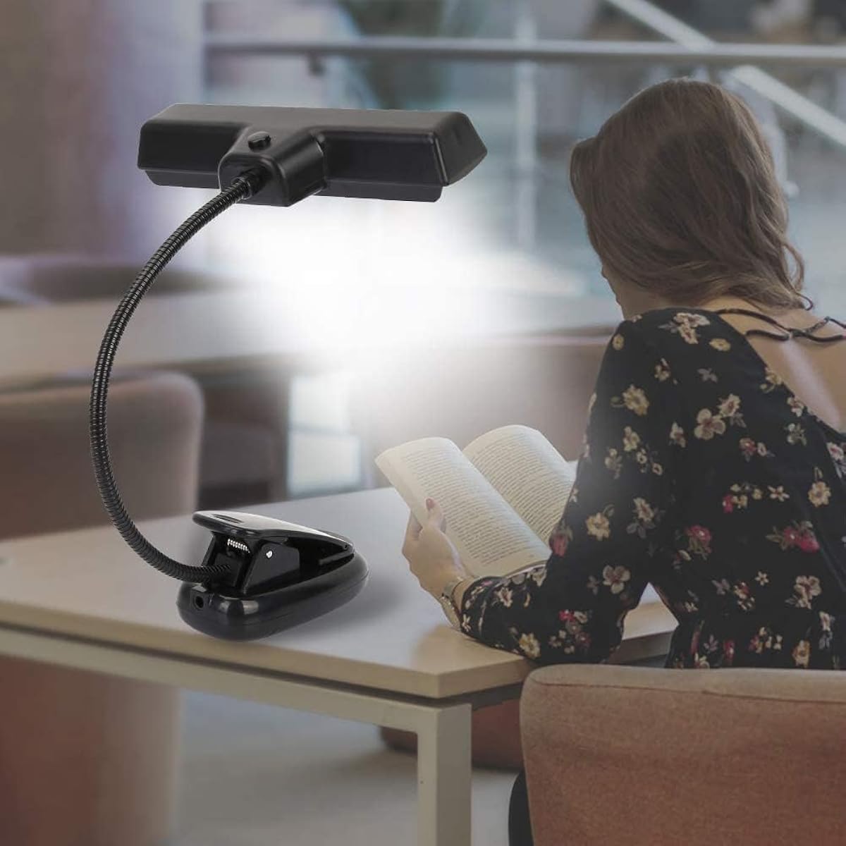 HERCHR Music Stand Light Clip-on Piano Light 10 LED Rechargeable Adjustable Neck USB Orchestra Light Book Lamp for Reading Orchestra Light Music Light